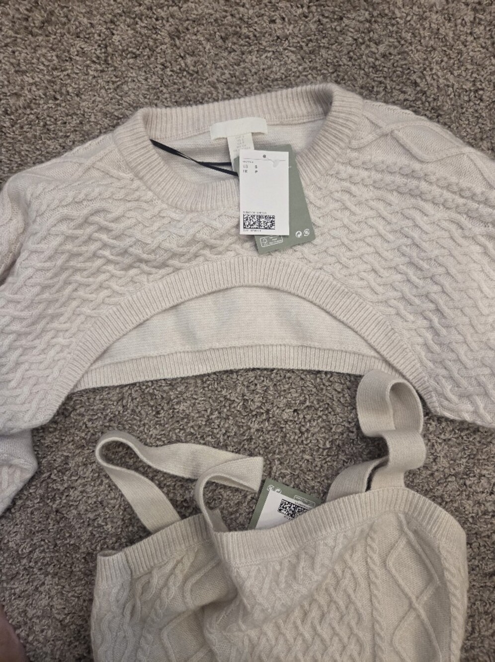 H&M 2 Piece Cable Knit Ivory Sweater Dress - Picture 4 of 4